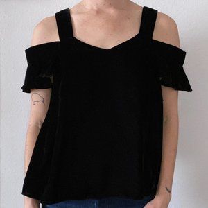 Topshop Velvet Off the Shoulder Top